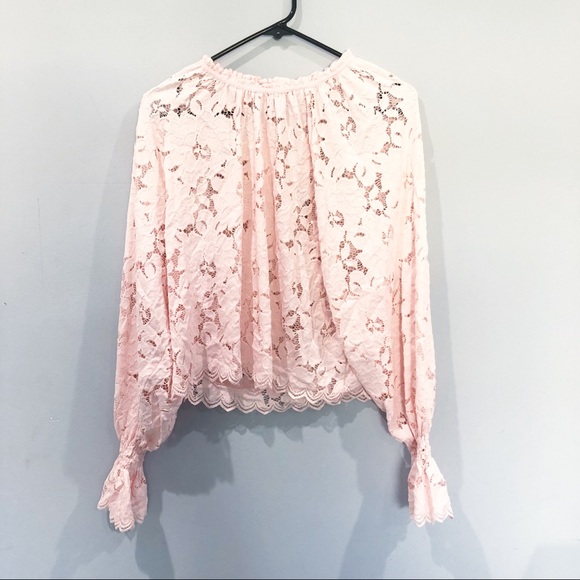 NWT Free People blush pink Olivia Lace Top - Picture 8 of 10